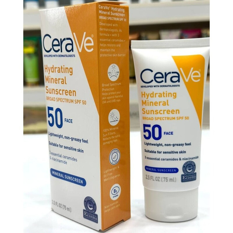 ضدآفتاب بدون رنگ فلوئید سراوی CeraVe با SPF50 مدل mineral
